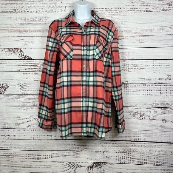 Eddie Bauer Plaid Flannel Button Front Long Sleeve Shirt - Picture 1 of 15